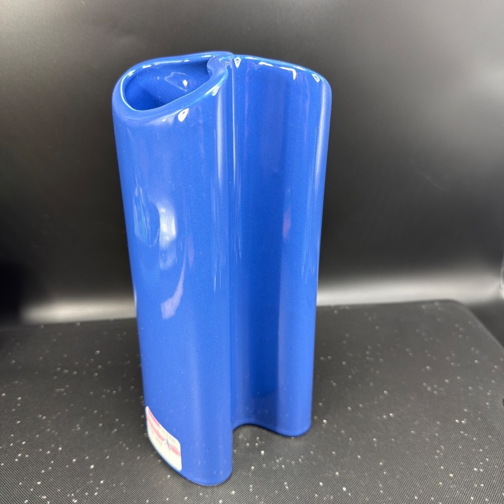Dansk International Design Portugal Blue Ceramic Wavy Sculptural Vase MCM 9inch - Picture 14 of 14